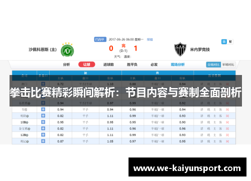 拳击比赛精彩瞬间解析：节目内容与赛制全面剖析