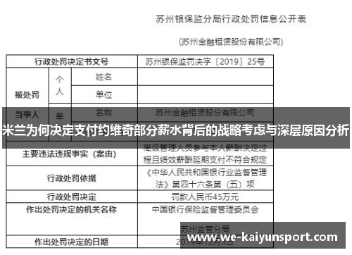 米兰为何决定支付约维奇部分薪水背后的战略考虑与深层原因分析