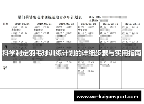 科学制定羽毛球训练计划的详细步骤与实用指南